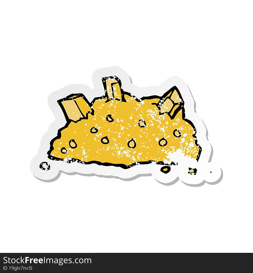 Retro Distressed Sticker Of A Cartoon Pile Of Gold