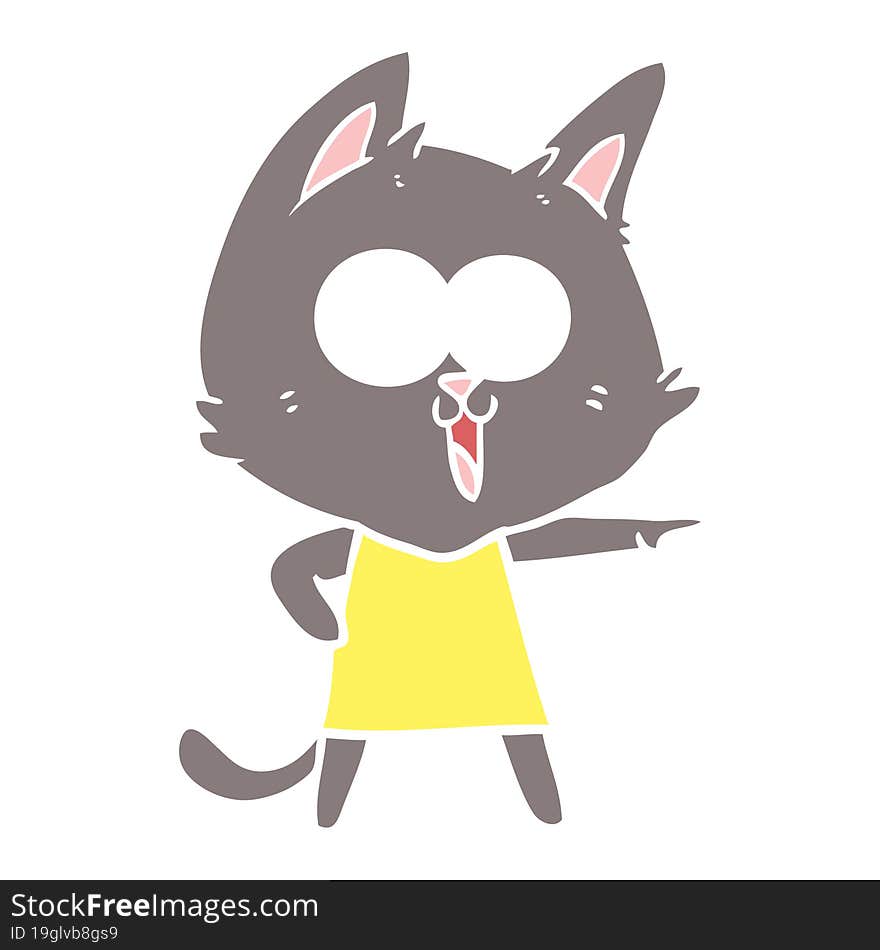 funny flat color style cartoon cat