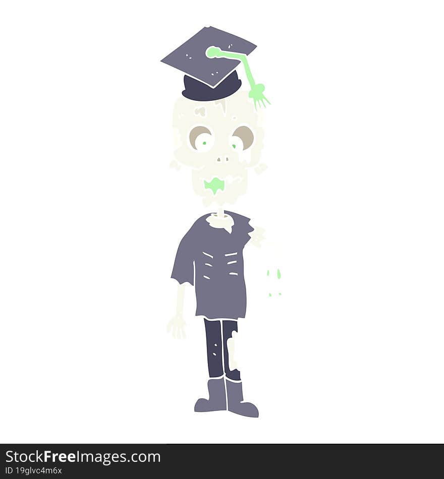 flat color illustration of a cartoon zombie student