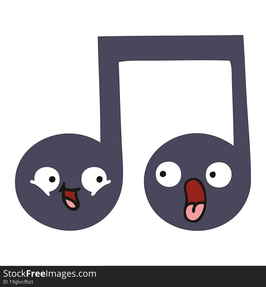 flat color retro cartoon musical note