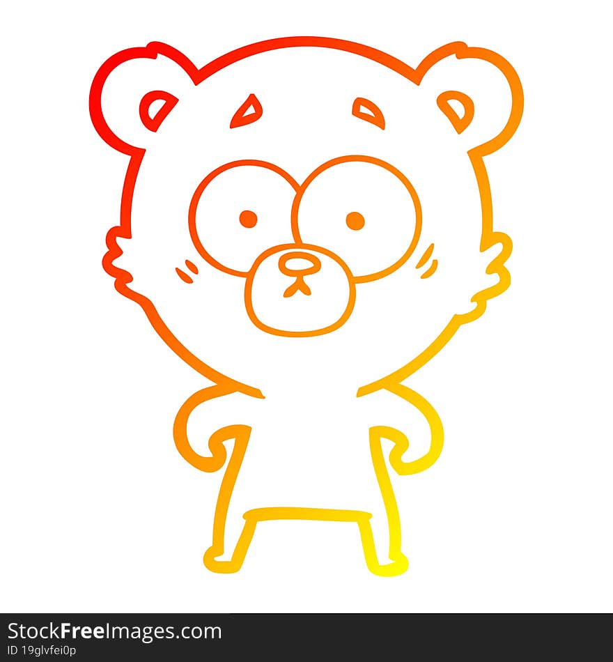 warm gradient line drawing surprised bear cartoon