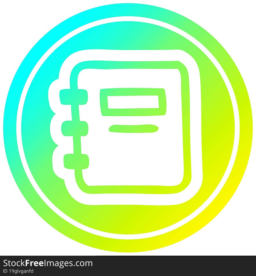 note book circular in cold gradient spectrum