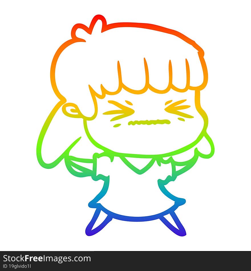 rainbow gradient line drawing of a cartoon woman