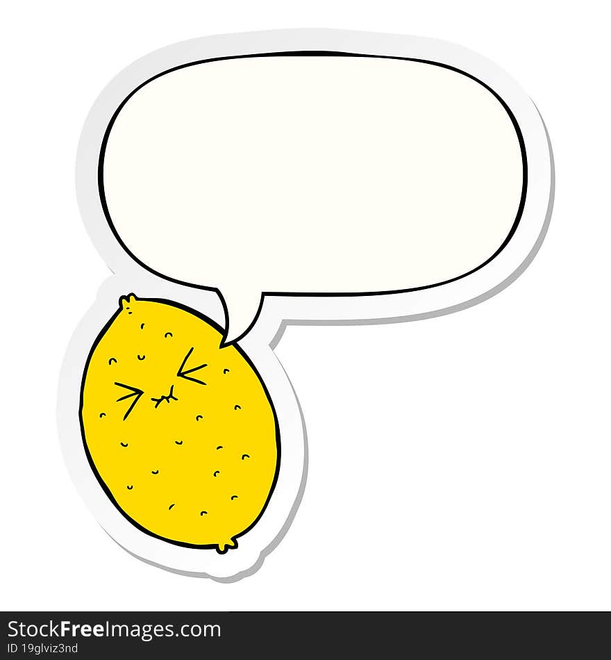 Cartoon Bitter Lemon And Speech Bubble Sticker