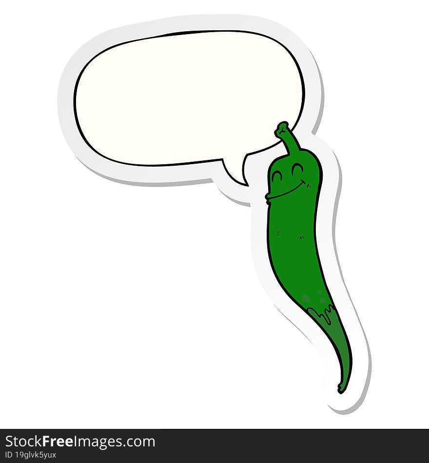 Cartoon Chili Pepper And Speech Bubble Sticker