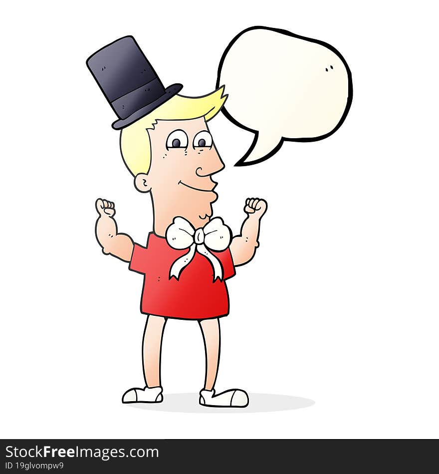 speech bubble cartoon celebrating man