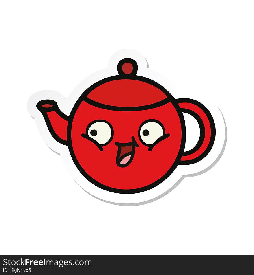 sticker of a cute cartoon teapot