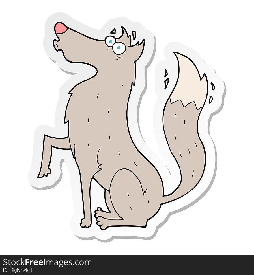 sticker of a cartoon wolf