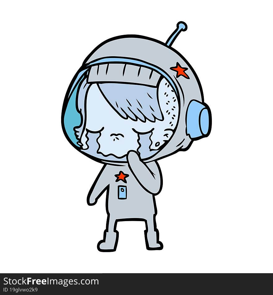 cartoon crying astronaut girl. cartoon crying astronaut girl