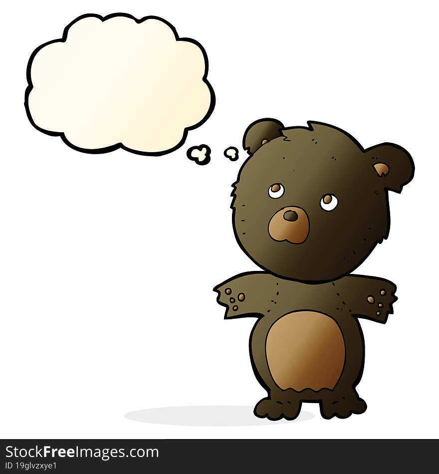 cartoon funny teddy bear with thought bubble