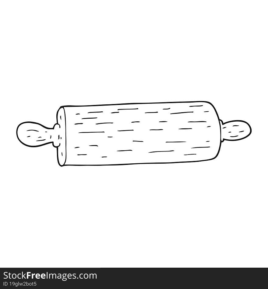 black and white cartoon rolling pin