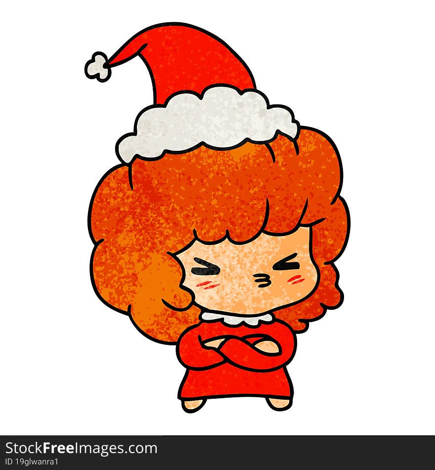 Christmas Textured Cartoon Of Kawaii Girl