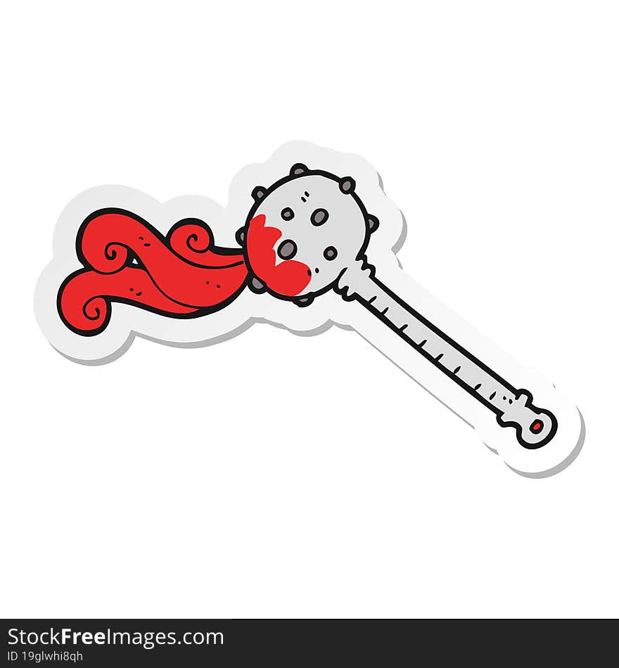 sticker of a cartoon medieval mace