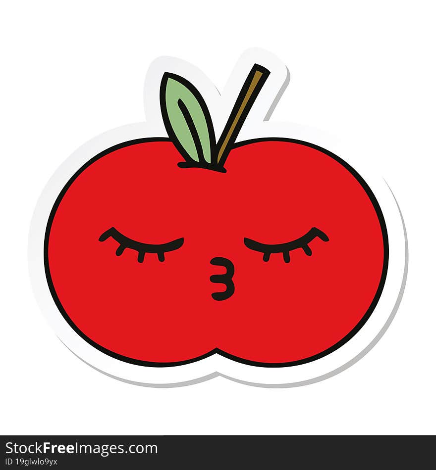 sticker of a cute cartoon red apple