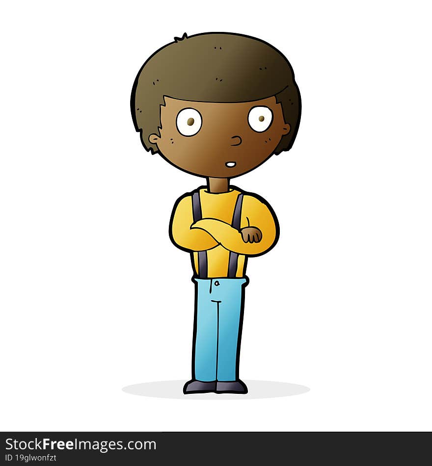 Cartoon Staring Boy With Folded Arms