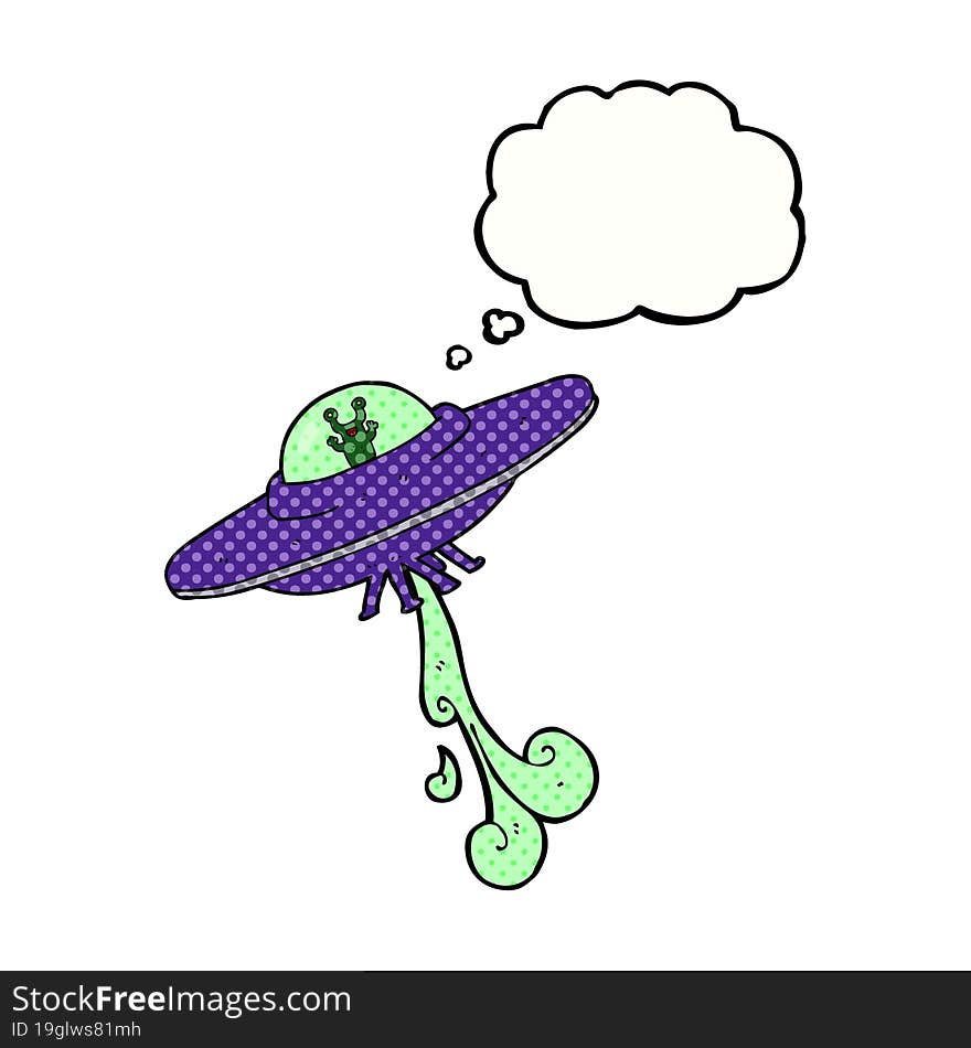 thought bubble cartoon alien spaceship