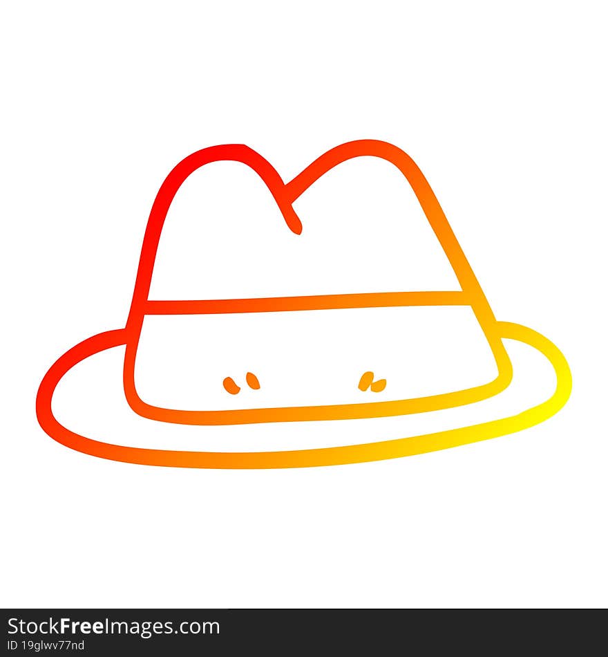 Warm Gradient Line Drawing Cartoon Old Style Hat