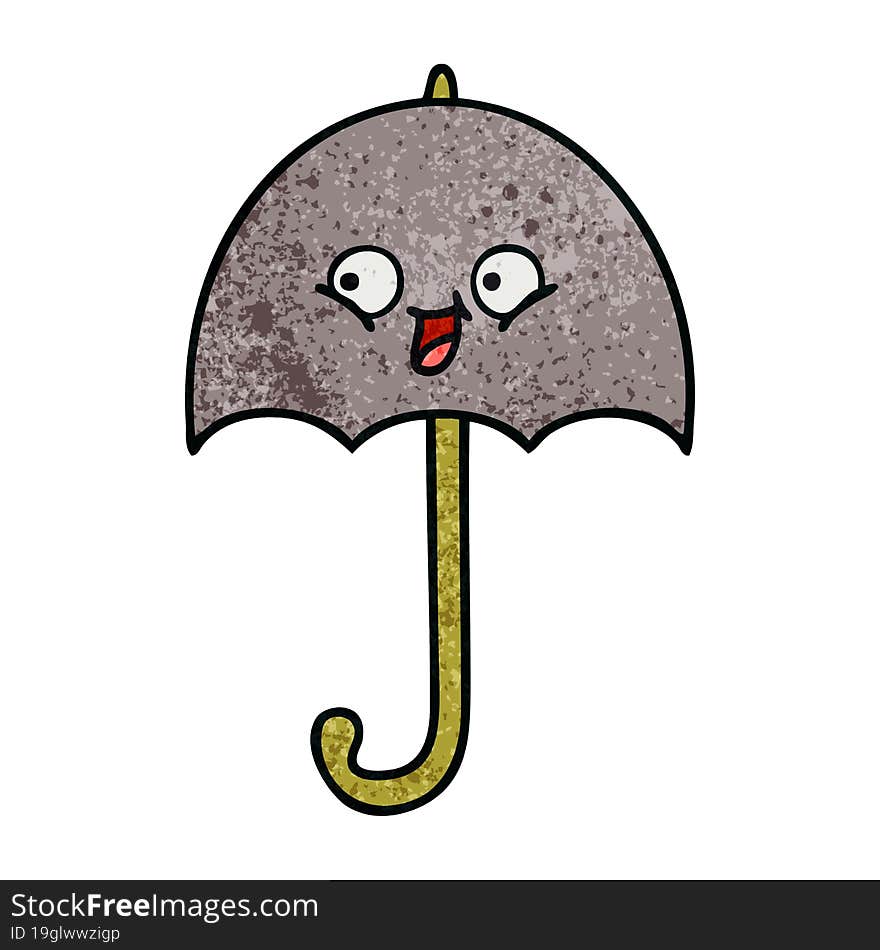 retro grunge texture cartoon umbrella