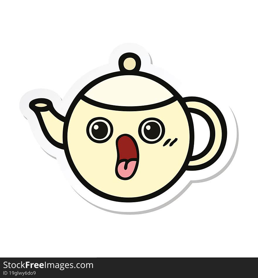 sticker of a cute cartoon tea pot