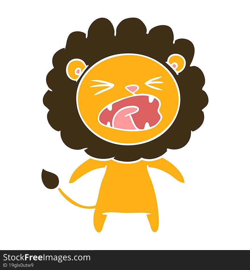 flat color style cartoon angry lion