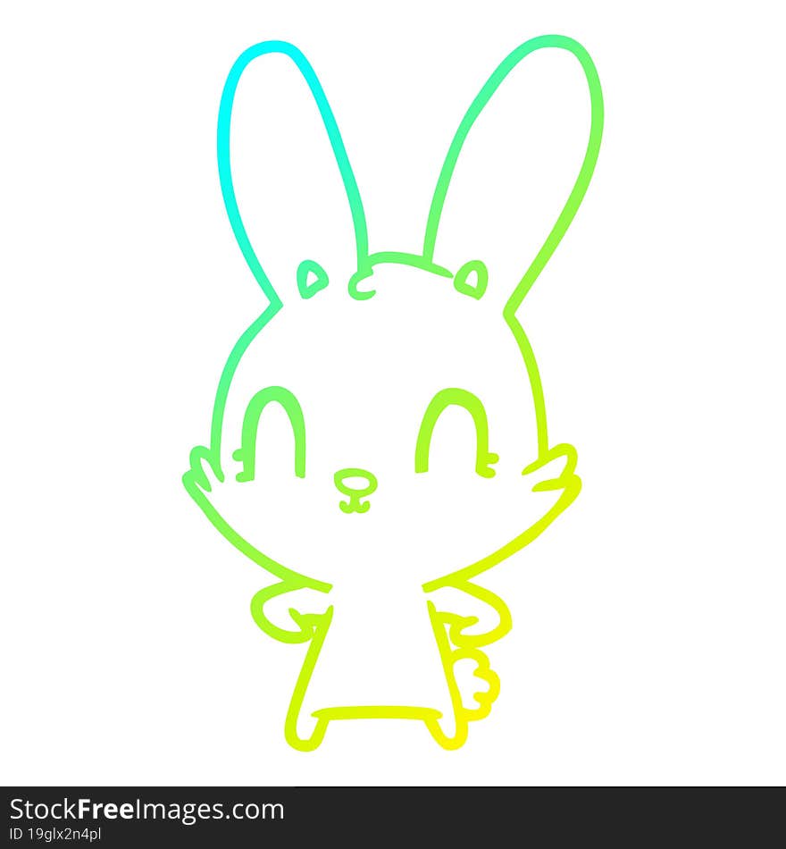 cold gradient line drawing of a cute cartoon rabbit