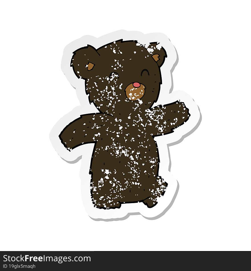 retro distressed sticker of a cartoon black bear