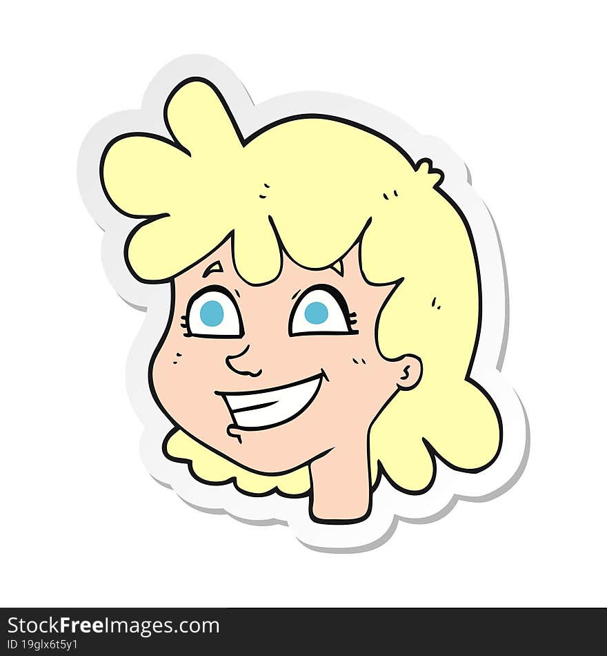 sticker of a cartoon female face