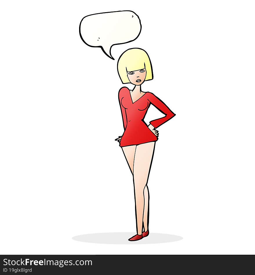 cartoon pretty woman with speech bubble