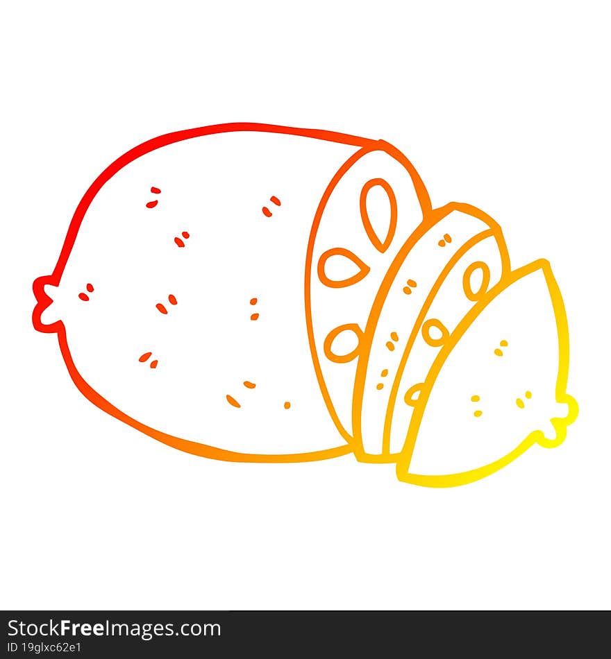 warm gradient line drawing cartoon sliced lemon