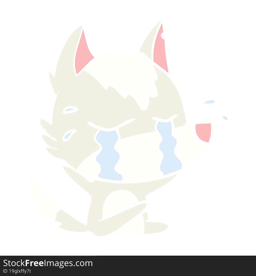 Flat Color Style Cartoon Crying Wolf