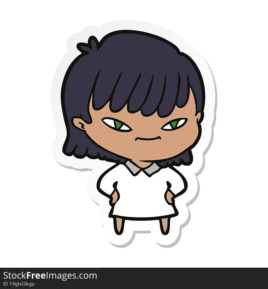 sticker of a cartoon woman