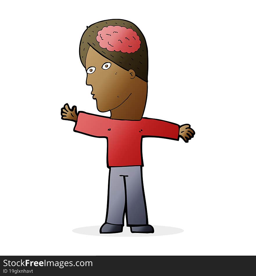 cartoon man with brain