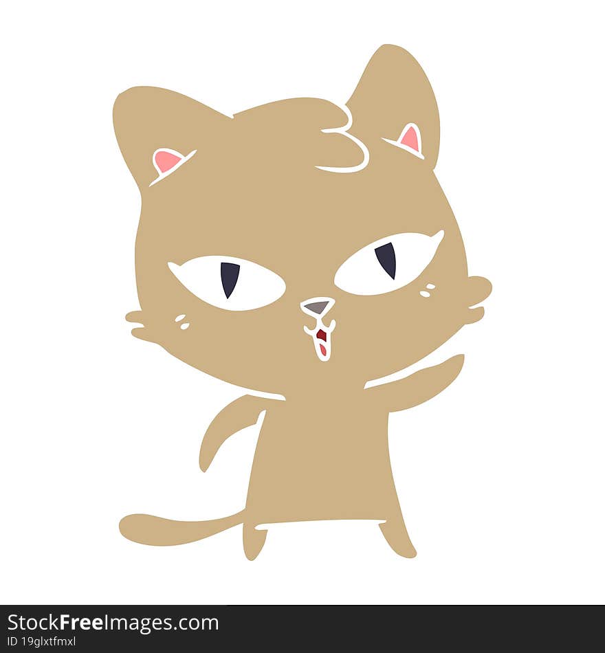 Flat Color Style Cartoon Cat