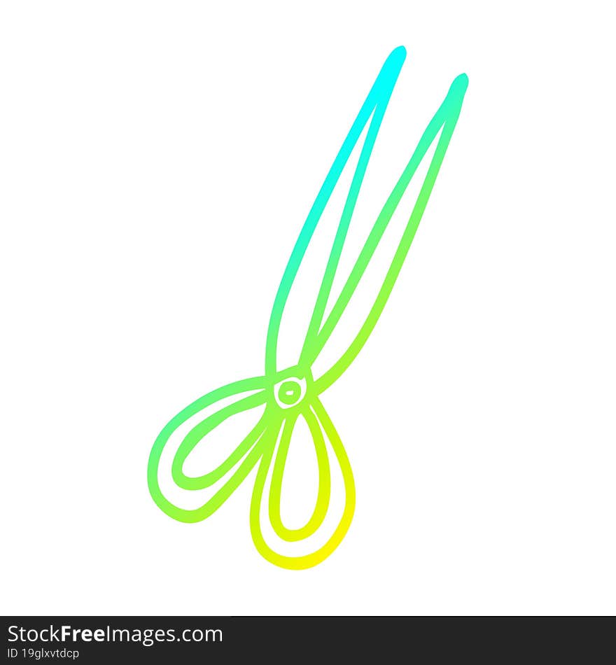 Cold Gradient Line Drawing Cartoon Open Scissors