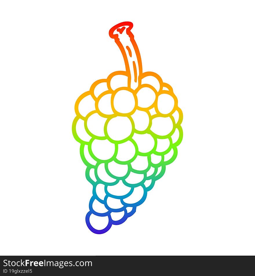 rainbow gradient line drawing cartoon bunch of grapes