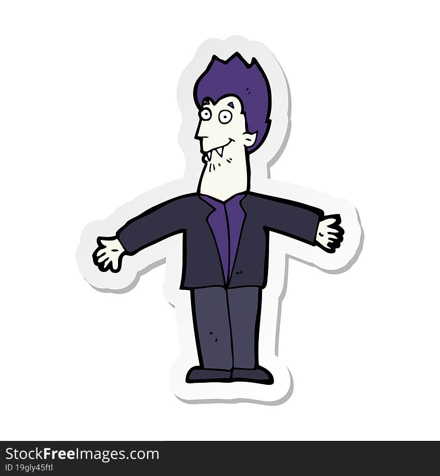 sticker of a cartoon vampire man