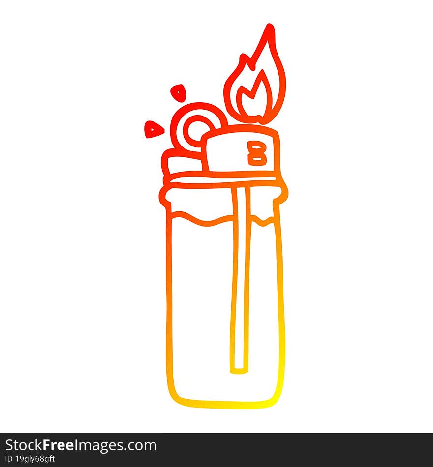 warm gradient line drawing of a cartoon disposable lighter