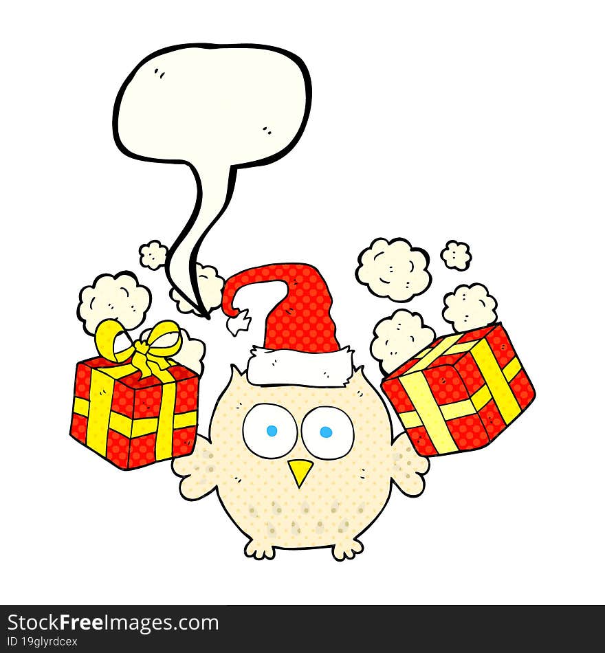 comic book speech bubble cartoon christmas owl