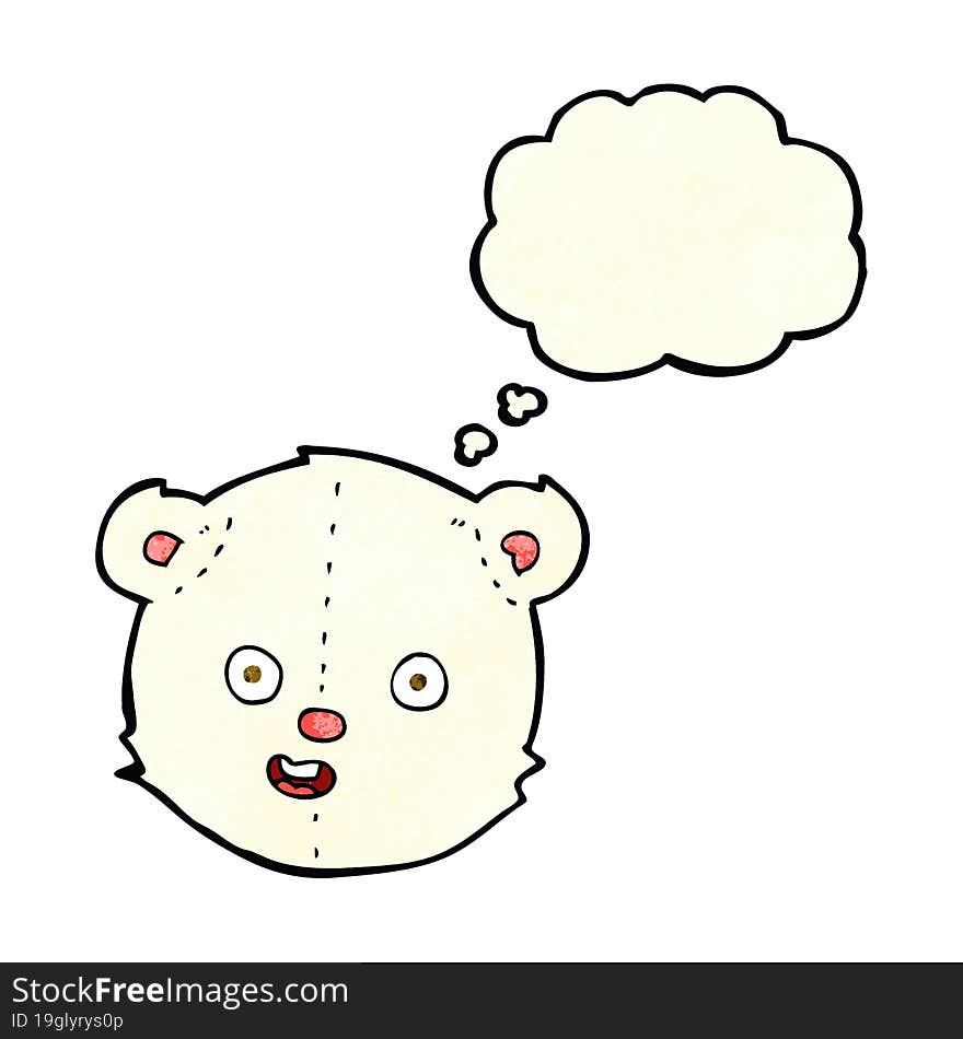 cartoon polar teddy bear head with thought bubble