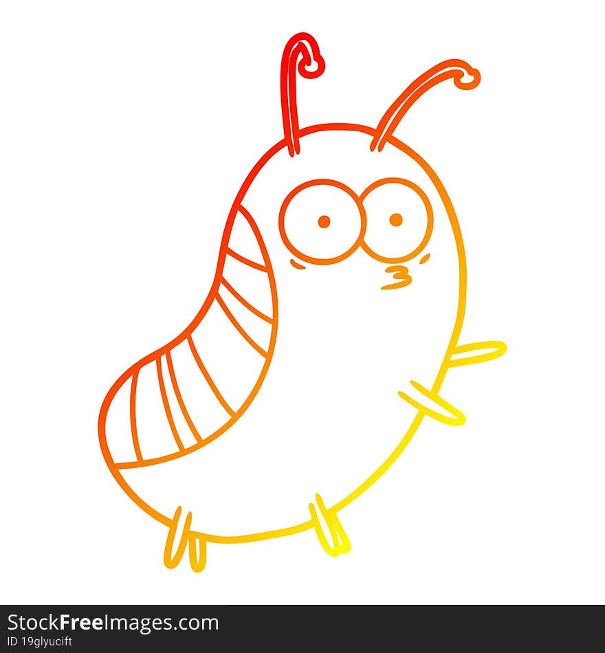 warm gradient line drawing funny cartoon beetle