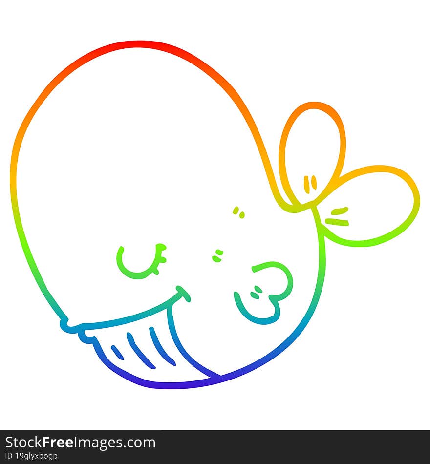 Rainbow Gradient Line Drawing Cartoon Whale