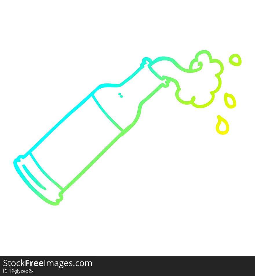 cold gradient line drawing of a cartoon foaming bottle