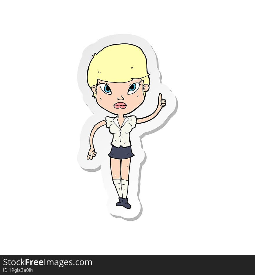 sticker of a cartoon woman with idea