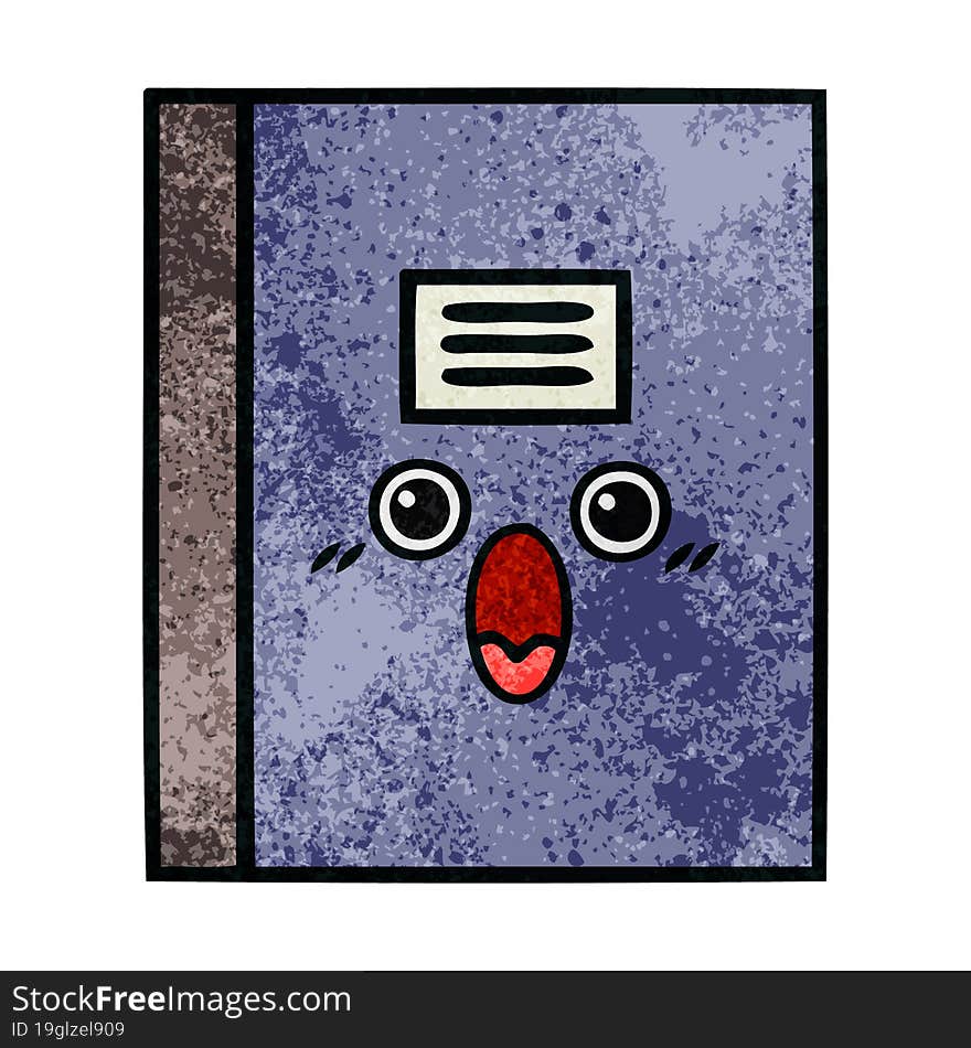 retro grunge texture cartoon of a notebook