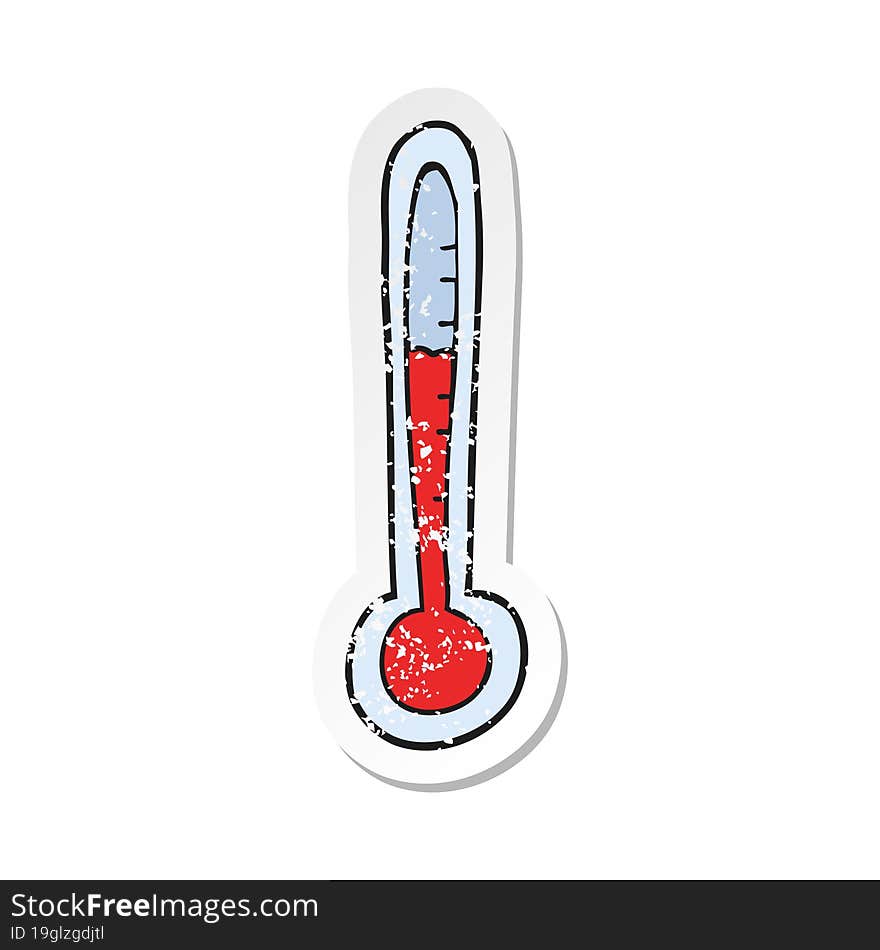 Retro Distressed Sticker Of A Cartoon Temperature Gauge