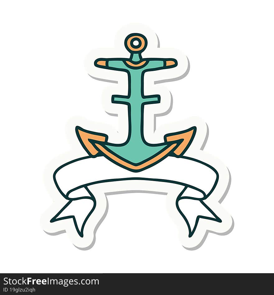 tattoo sticker with banner of an anchor