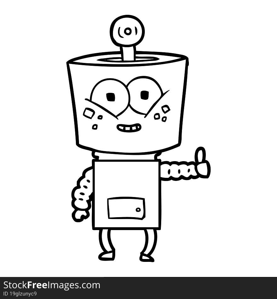 happy cartoon robot giving thumbs up. happy cartoon robot giving thumbs up