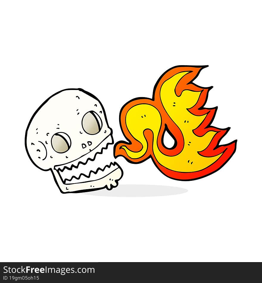 cartoon flaming skull