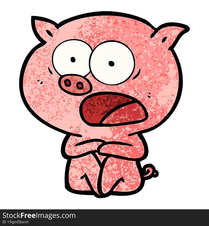 shocked cartoon pig sitting down. shocked cartoon pig sitting down