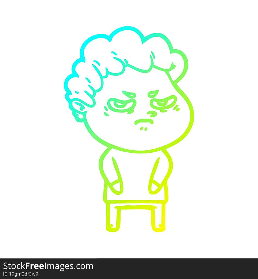 cold gradient line drawing cartoon angry man